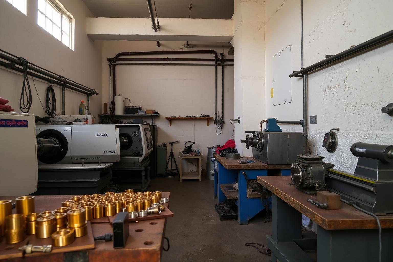 Interior of the N. K. Engineers machining workshop in Faridabad